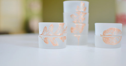 Celebrate Fall With Silk-Screened Leaf Candleholders