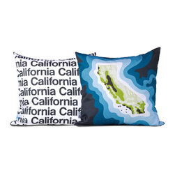 California map pillow, blue - Decorative Pillows