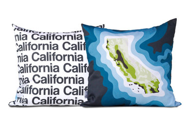California map pillow, blue