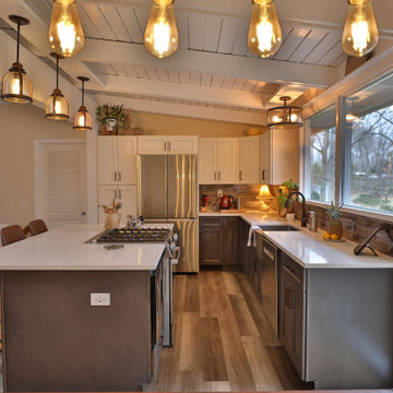 Kitchen remodel in Frederick, MD with white granite countertop and stainless st