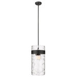 Z-Lite - Z-Lite 3035P12-MB Fontaine 4 Light Pendant in Matte Black - Suspend an alluring four-light pendant fixture from your kitchen ceiling for an aesthetic display. Featuring a cylinder glass shade with a lovely ripple texture, this piece is crafted from steel with a brushed nickel finish.