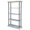 Iron Bars Wash White Wood Shelves Industrial Bookcase Display Cabinet Hcs7320