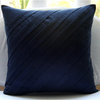 Contemporary Navy, 26"x26" Faux Suede Fabric Navy Blue Euro Pillow Shams