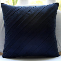 Faux Suede Chair Cushions Navy Blue 20"x20" Pintucks Textured, Contemporary Navy