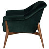Nuevo Charlize Ash Solid Wood and Fabric Single Seat Sofa in Emerald Green