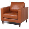 Bickford Leather Chair With Tufted Seat in Camel
