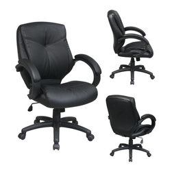 Deluxe Black Leather Managers Chair - Office Chairs