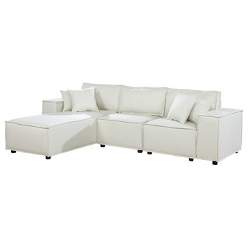 Harvey Reversible Sectional Sofa Chaise, Beige