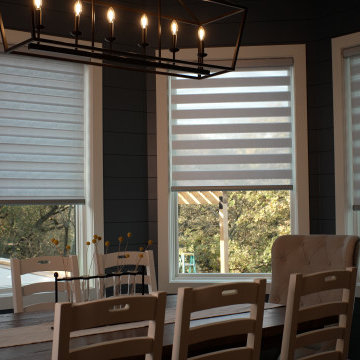 Motorized Dual Banded Shades in Rustic Modern Estate — Full Home Installation