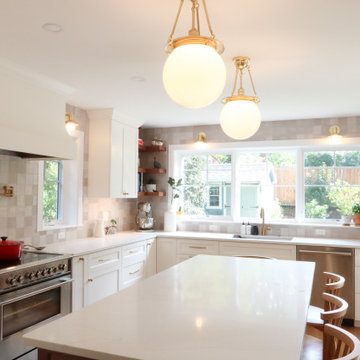 Greige Zellige-Look Open Kitchen