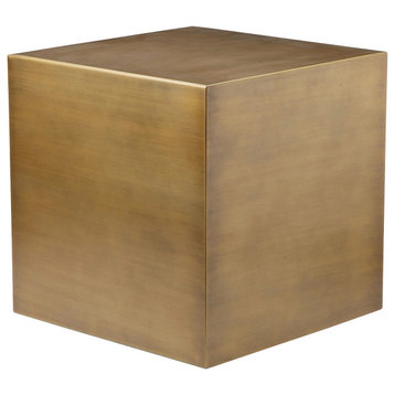 Block End Table in Brushed Brass, Small