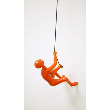 1-Piece Climbing Man Wall Art Sculpture, Orange- Position 5