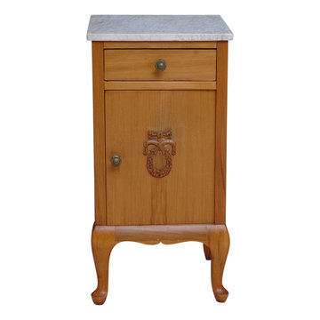 Small Cherry Nightstand with Marble Top, circa 1910