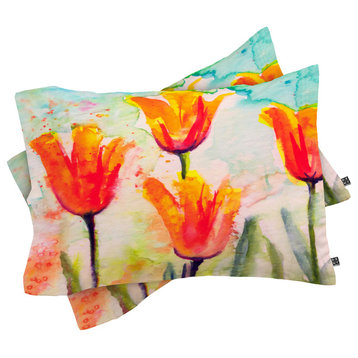 Deny Designs Ginette Fine Art Tulips Bells Of Spring Pillow Shams, Queen