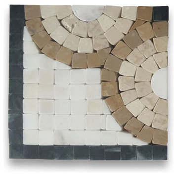 Marble Mosaic Border Accent Decorative Tile Aura Gold 4x4 Polished, 1 piece