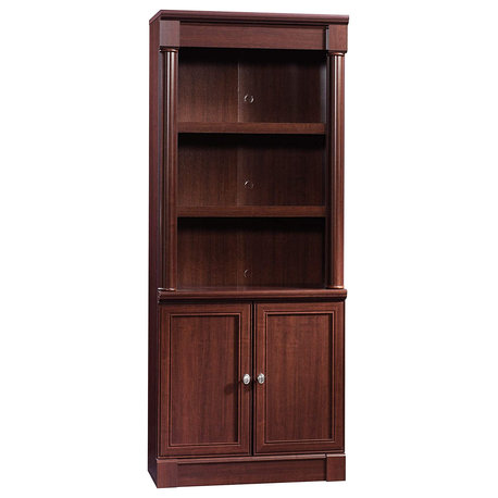 Classic Bookcase, 3 Adjustable Shelves and Lower 2 Doors Cabinet, Select Cherry