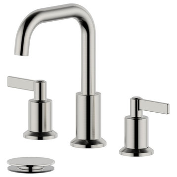 Kadoma Double Handle Brushed Nickel Faucet, Drain Assembly With Overflow