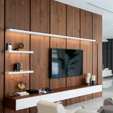Sophisticated High Gloss with a natural touch of Walnut
