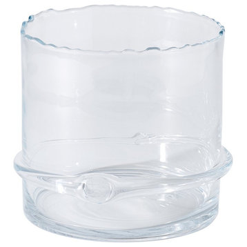 Modern Polish Art Glass Clear Wine Champagne Chiller Free Form Rim Bucket Vase