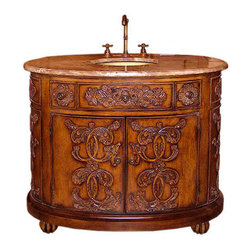 Legion Furniture 42 Inch Brown Marble Sink Chest Vanity - Console et Meuble sous Lavabo