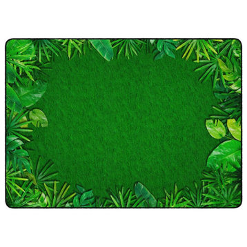 Flagship Carpets FA1014-44FS 7'6x12 Rainforest Leafy Border Rug