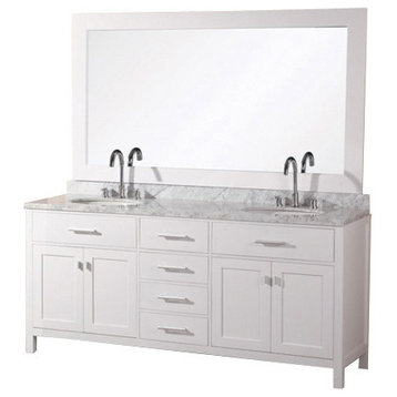 London 72" Double Sink Vanity Sets, White