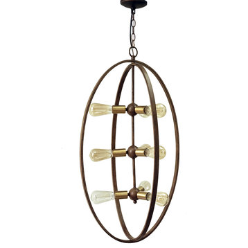 Alpha 9-Light Chandelier, Distressed Antique Brass