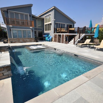 Gunite Swimming Pool, New Backyard Design Merrick NY