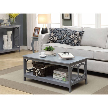 Convenience Concepts Omega Coffee Table in Gray Wood Finish with Shelf
