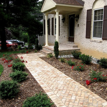 Brick Herringbone Mortared Walkway and Porch w Steps