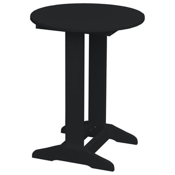 Poly Lumber Balcony Side Table, Black, Round
