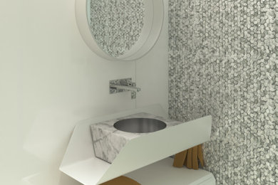 Design ideas for a contemporary powder room in Other.