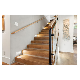 Modern Oak Staircase with Sleek Glass Railing - Eclectic - Staircase ...