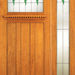 Stained Glass Craftsman Style, Mahogany Prehung Door and Full Sidelite - Front Doors