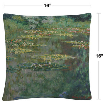 Monet 'Le Bassin Des Nympheas' 16"x16" Decorative Throw Pillow