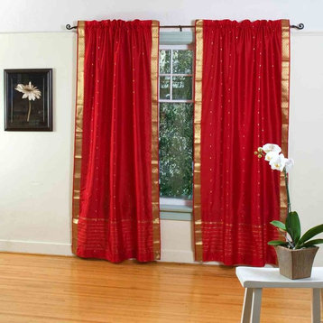 Fire Brick Rod Pocket  Sheer Sari Curtain / Drape / Panel   -80W x 120L -Piece