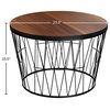 Round Coffee Table, Geometric Metal Base