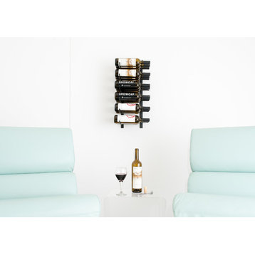 W Series Wine Rack 2 Wall Mounted Modern Metal Bottle Storage, Brushed Nickel, 18 Bottles