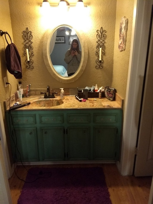 Bathroom Decoupaged Sink Open To Master Bedroom Ideas