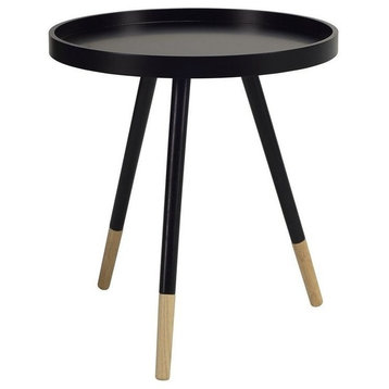 Innis Round Tray Side Table, Black