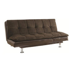 Coaster Lennon Tufted Sleeper Sofa in Brown and Chrome