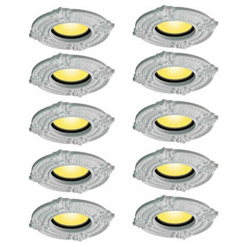 Spot Light Trim Medallions 6 Inch ID Urethane White Ceiling Fixtures Set of 10