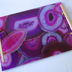 Fuchsia Agate Acrylic Tray - Serveware