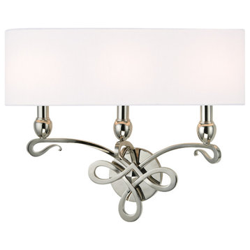 Pawling 3 Light Wall Sconce in Polished Nickel