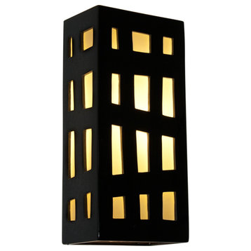 Grid Wall Sconce, Black Gloss and White Frost, Bulb Type: E12