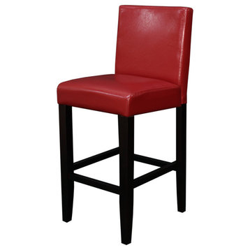 Villa Faux Leather Red Counter Stool, Set of 2