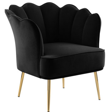 Jester Velvet Upholstered Accent Chair, Black