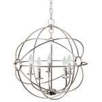 Yosemite Home Decor - Five Light Mini Chandelier - Update your home with this unique mini chandelier by Yosemite Home decor. The Shooting Star Collection features a contemporary 5-light chandelier in a satin nickel plated finish. Item Code #SCFP2005-5-SN, this chandelier looks like an atom with its many orbed frame that creates a sort of cage around the candle-like light bulbs, but has all the style and sophistication to rejuvenate your entryway, living room, and dining room. Step outside of the box and get creative with your space. Constructed of steel this piece is durable, sustainable, and easy to care for. It comes equipped with 3 ft. of chain and 3.5 ft. of wire. It requires (5) Incandescent candelabra (E12) base bulbs at a maximum of 60-watts. A limited 1-year warranty is included on all parts. Also available in a satin nickel plated finish 7-light variation.