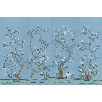 Chinoiserie Wall Mural Jinan, Blue, Full Size