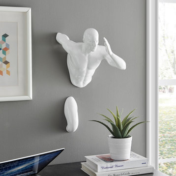 Runner Resin Wall Sculpture, White, Man